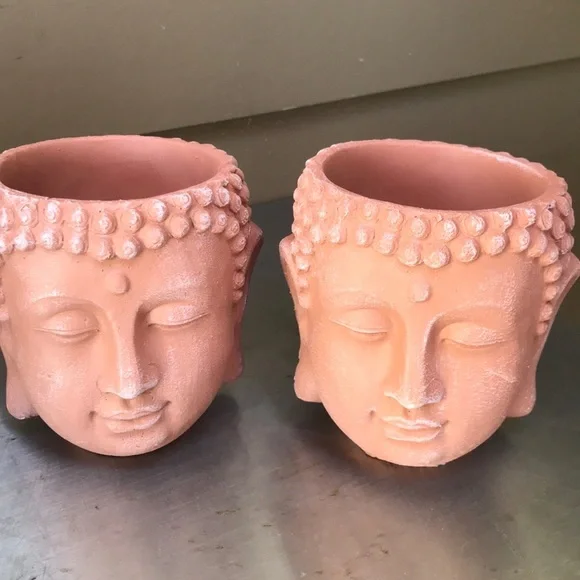 Set of 2 New Buddha Planters - Picture 1 of 14
